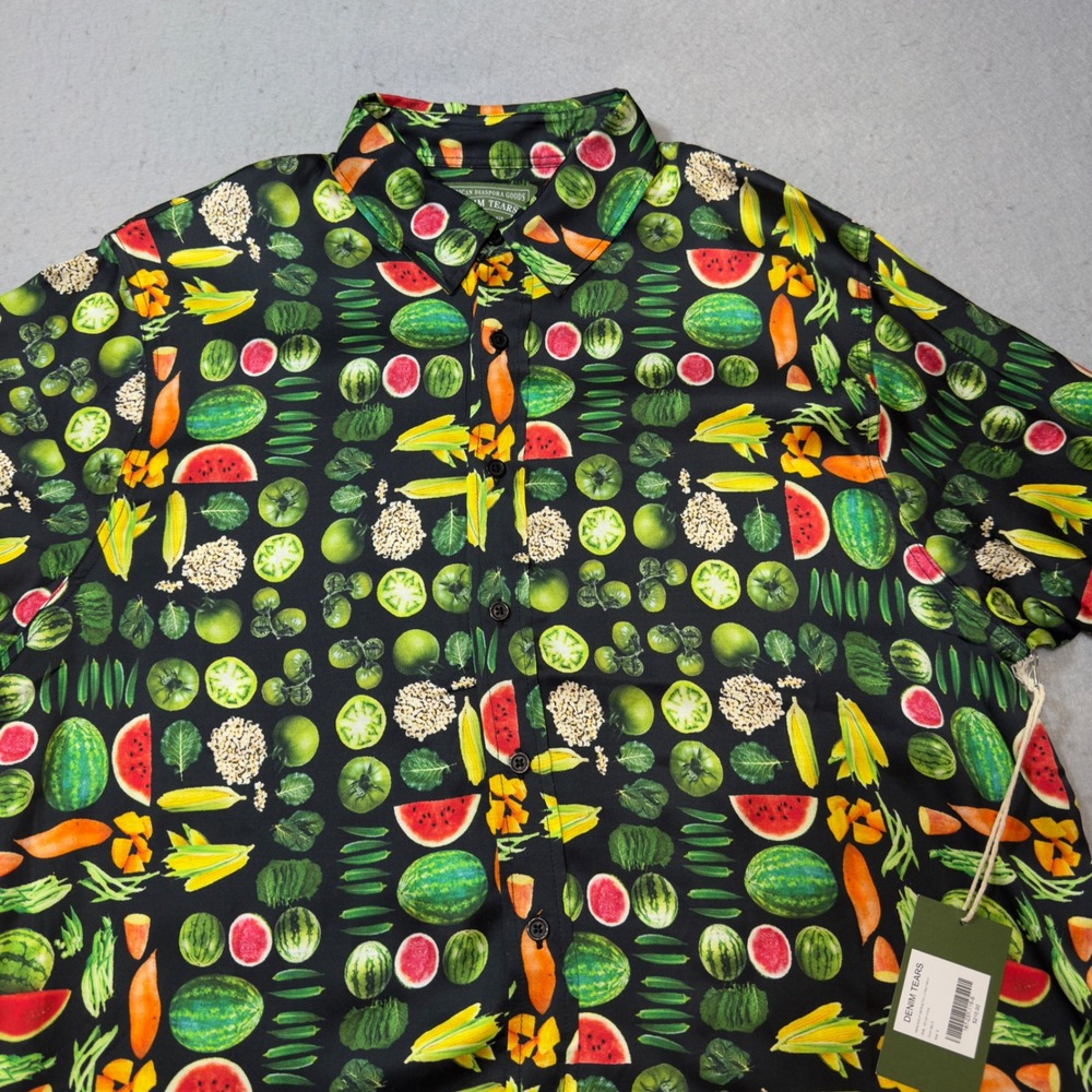NWT (210$) Denim Tears kiss my grits mens button up fruit print long sleeve SZ S